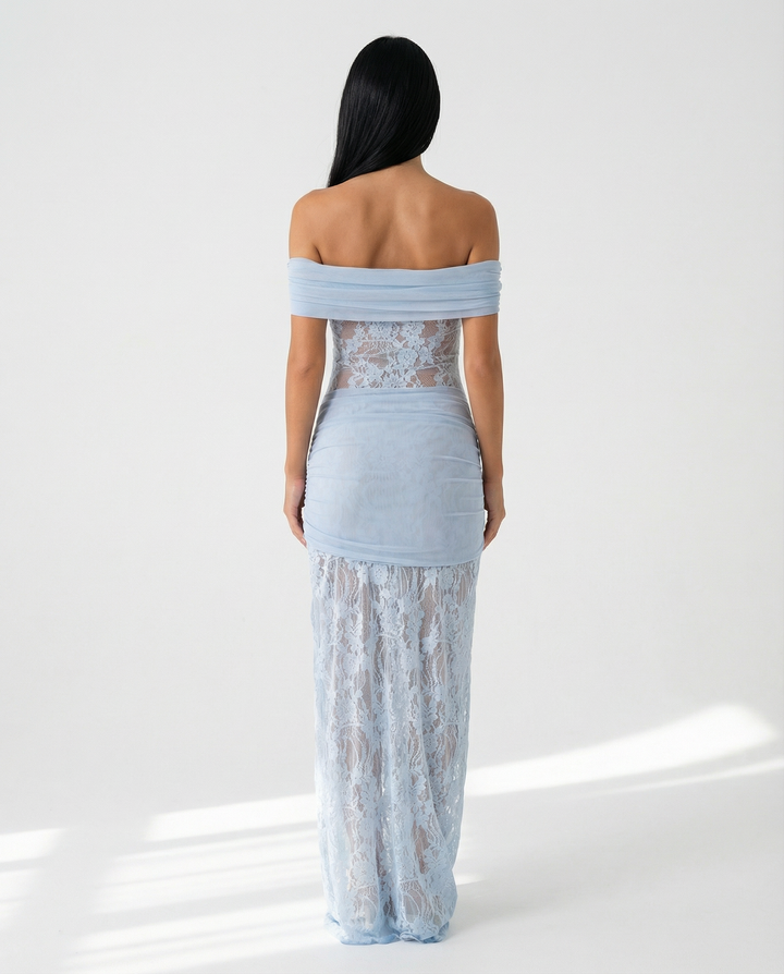 Krystal | Maxi Dress with Lace Panel and Twist Knot Detail