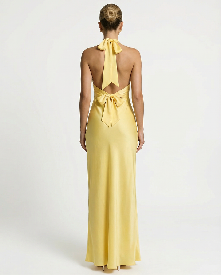 Addie | Halter Neck Maxi Dress with Low Back