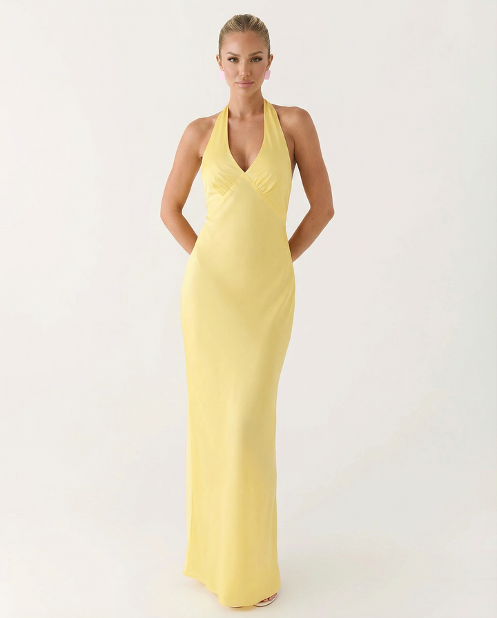 Addie | Halter Neck Maxi Dress with Low Back