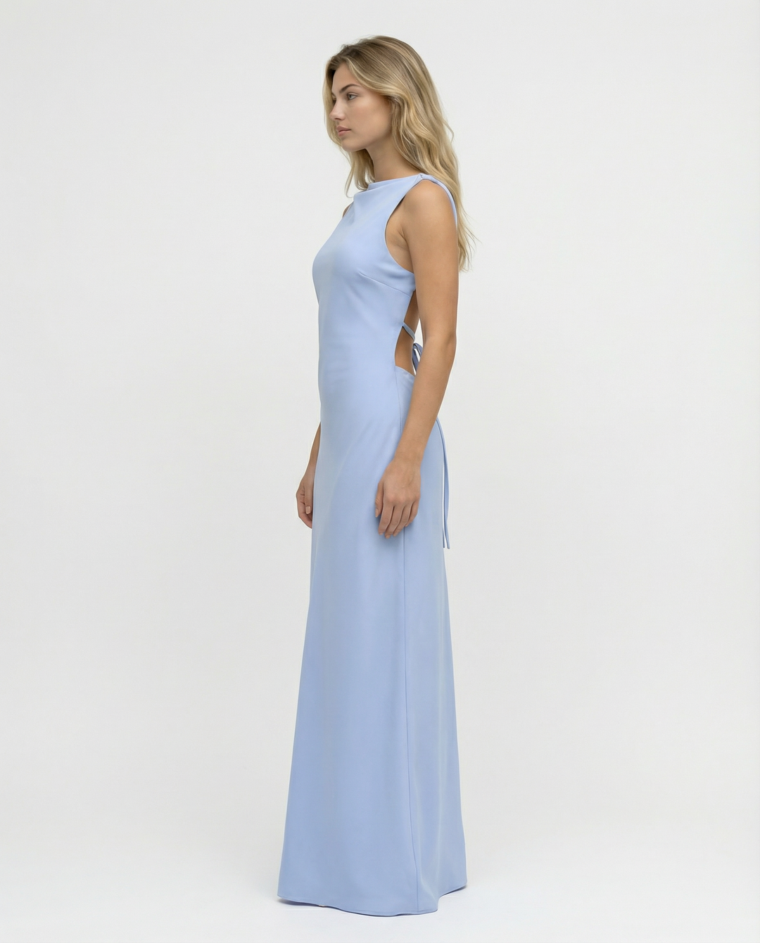 Becky | Satin Maxi Dress with Open Back and Strap Detail