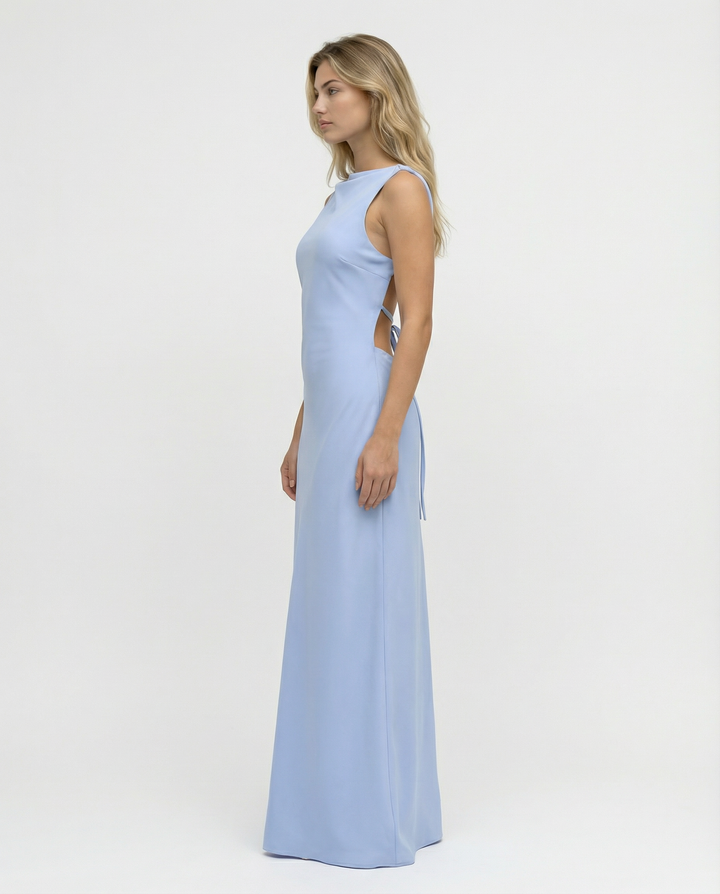 Becky | Satin Maxi Dress with Open Back and Strap Detail