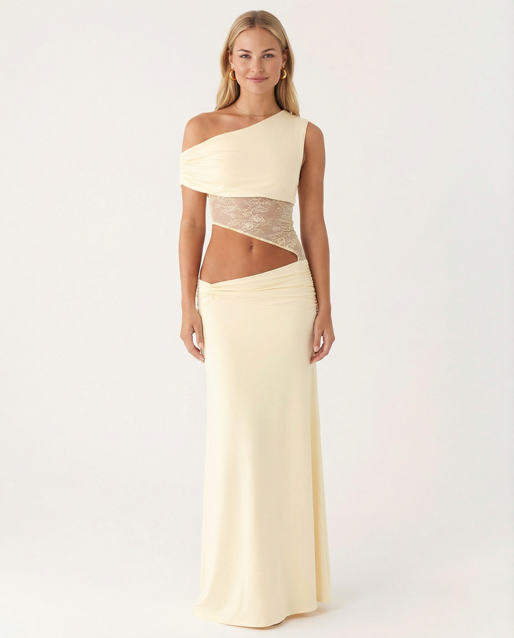 Edna | One-Shoulder Lace Cutout Maxi Dress