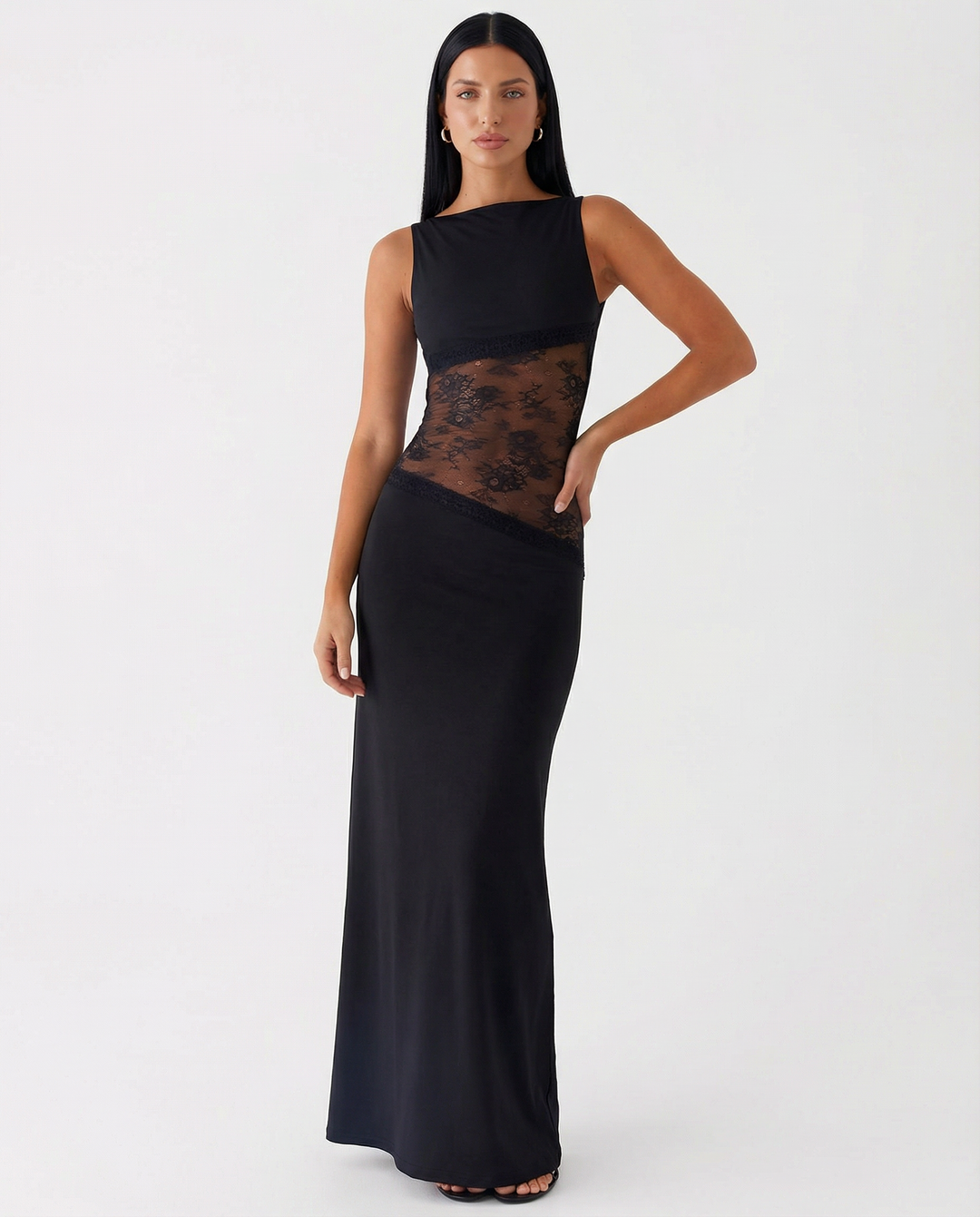 Marta | Lace Waist Open Back Maxi Dress