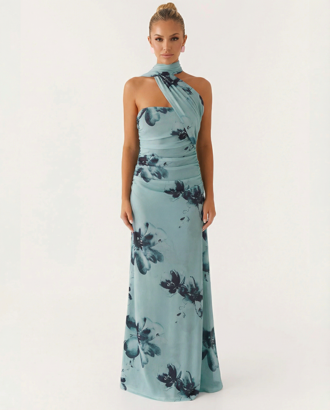 Nona | Floral Maxi Dress with Halter Wrap Detail