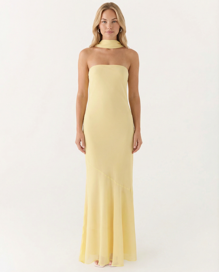 Shelia | Floral Chiffon Maxi Dress with Matching Scarf