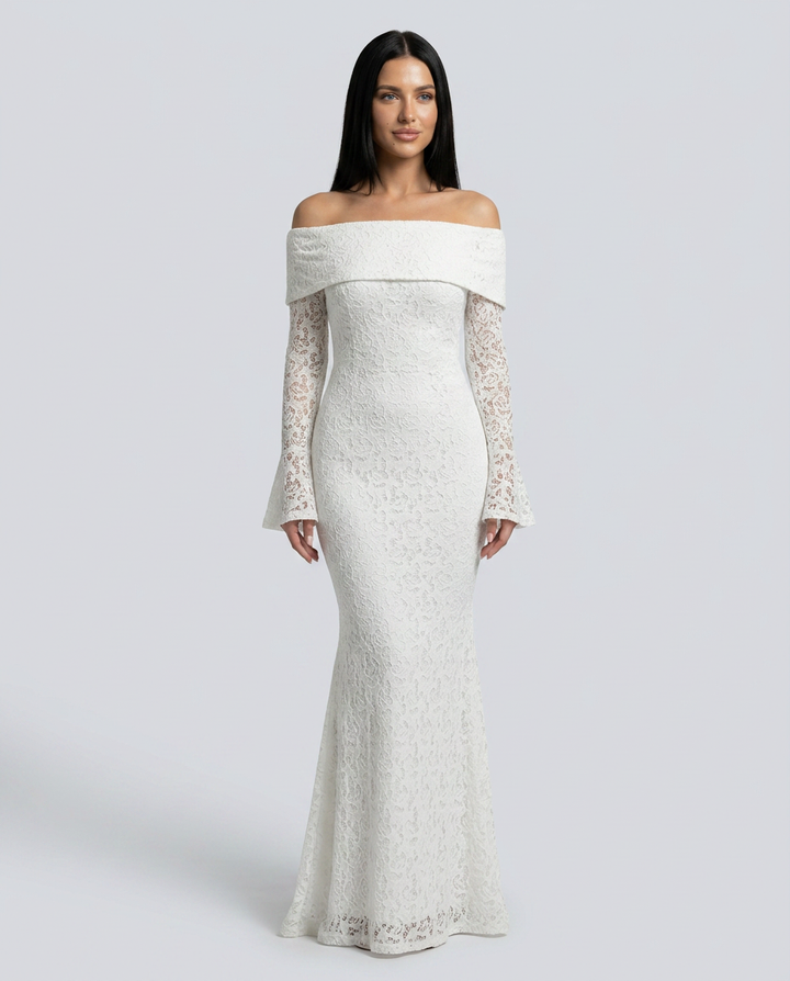 Mona | Lace Maxi Dress with Off Shoulder Neckline