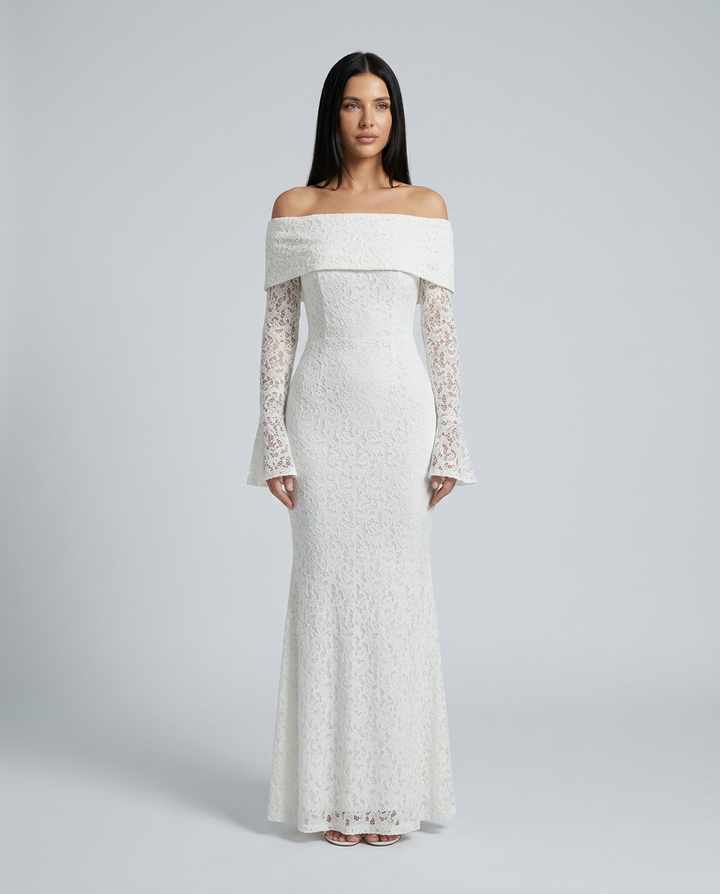 Mona | Lace Maxi Dress with Off Shoulder Neckline