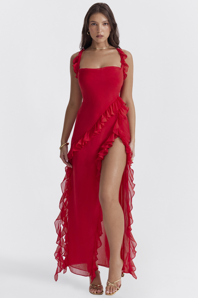Eunice | Ruffle Slit Maxi Dress