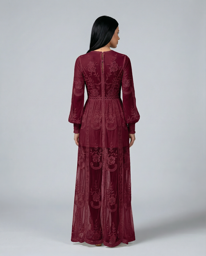 Maxine | Lace Maxi Dress with Long Sleeves