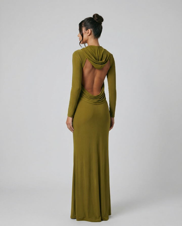 Nadine | Draped Maxi Dress with Headscarf