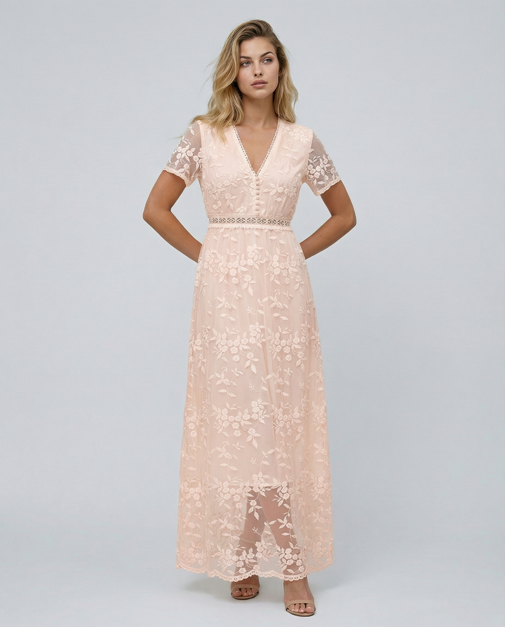 Tanya | Boho Floral Lace Maxi Dress