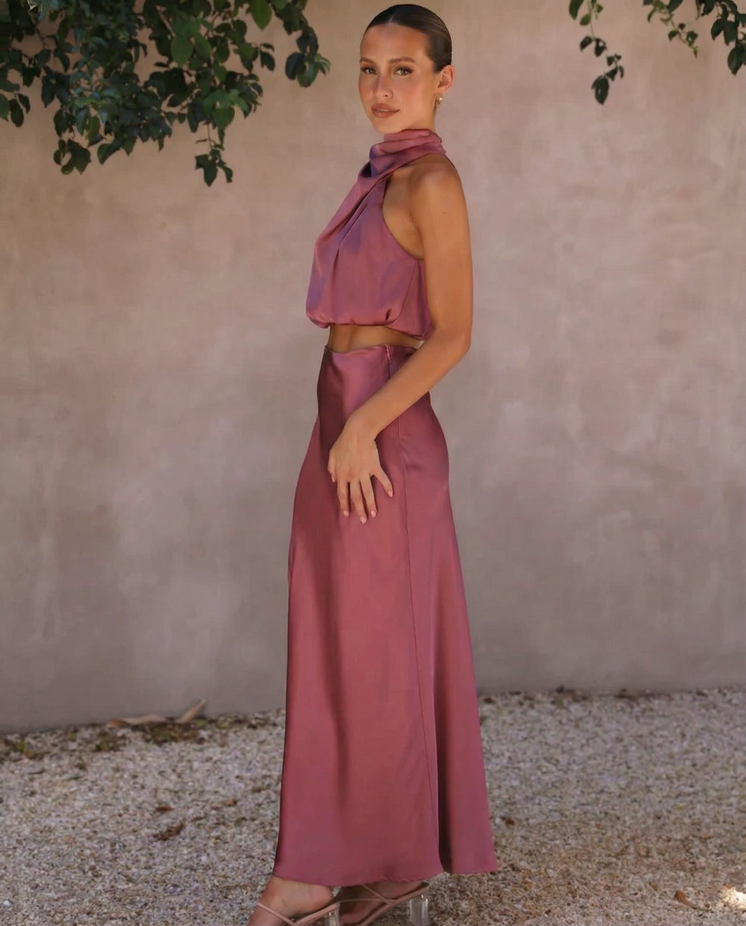 Polly | Two-Piece Set with Halter Top and Maxi Skirt