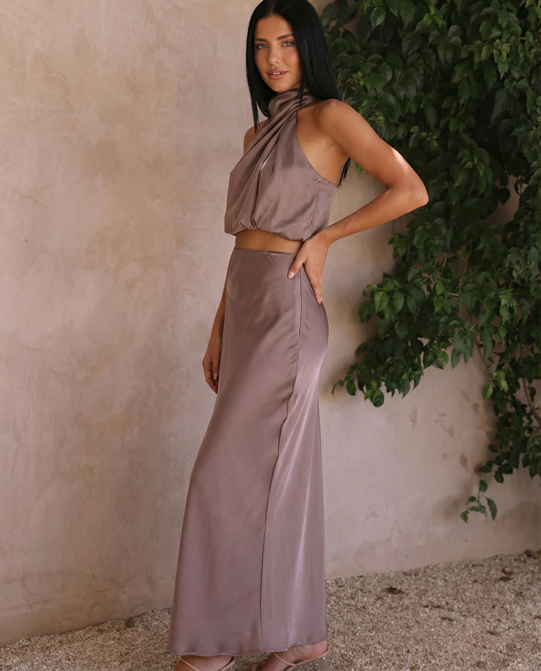 Polly | Two-Piece Set with Halter Top and Maxi Skirt