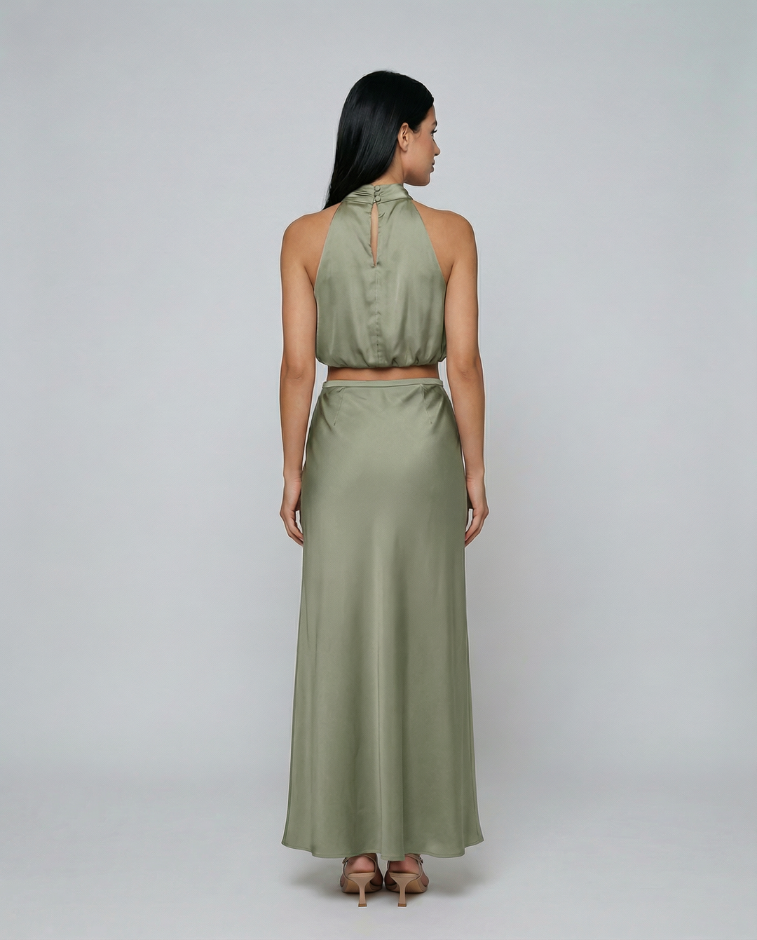 Polly | Two-Piece Set with Halter Top and Maxi Skirt