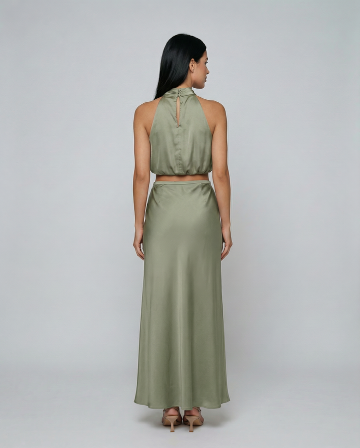 Polly | Two-Piece Set with Halter Top and Maxi Skirt