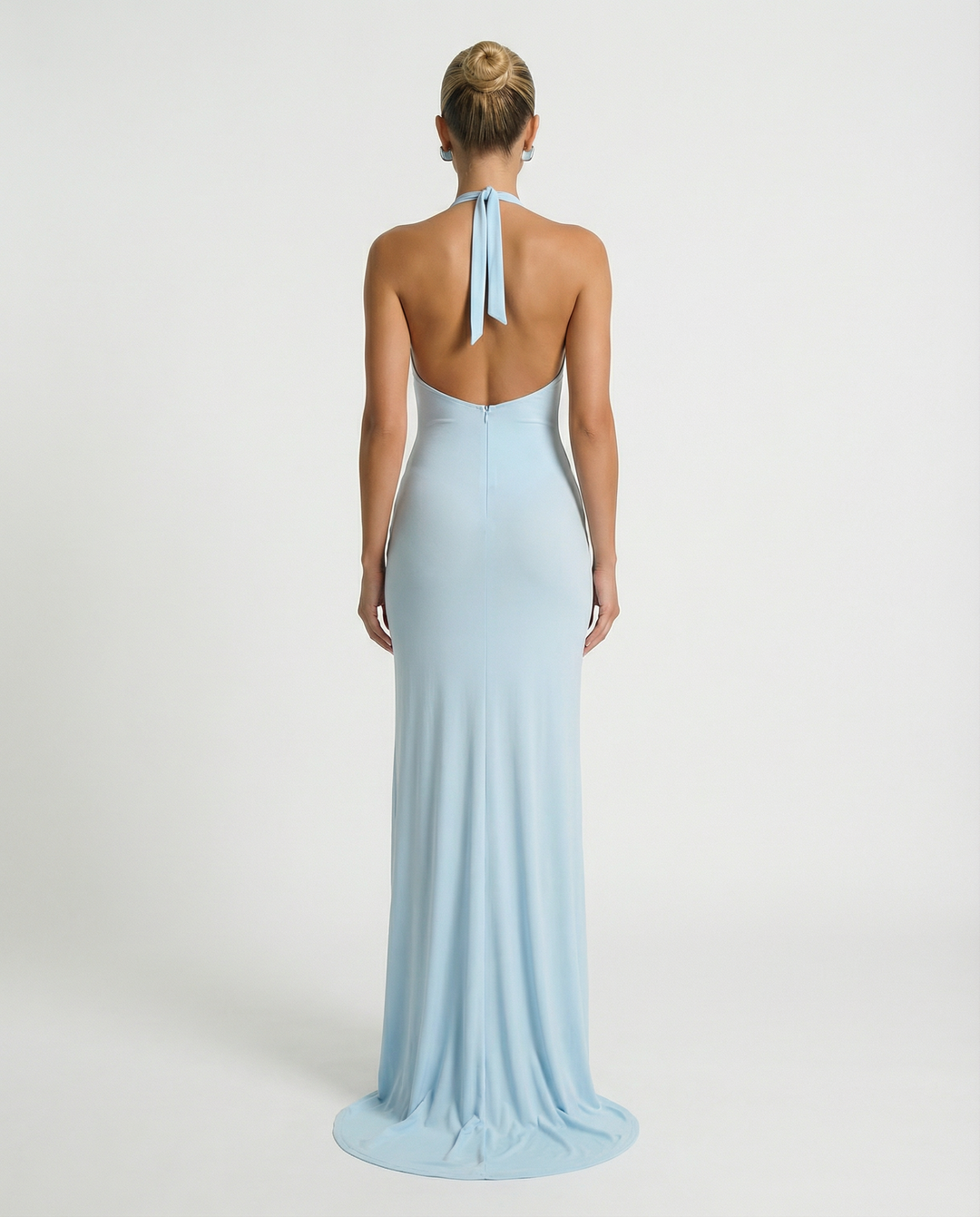 Mae | Maxi Dress with Floral Appliqué Halter Neck