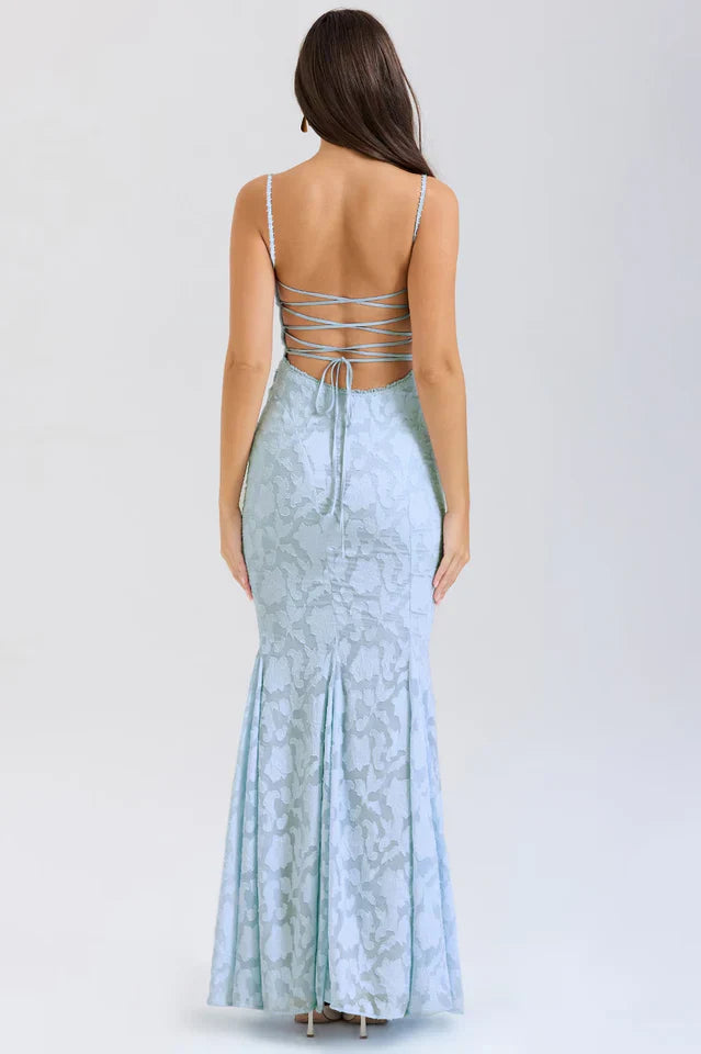 Maura | Maxi Dress with Lace-Up Back and Fitted Silhouette