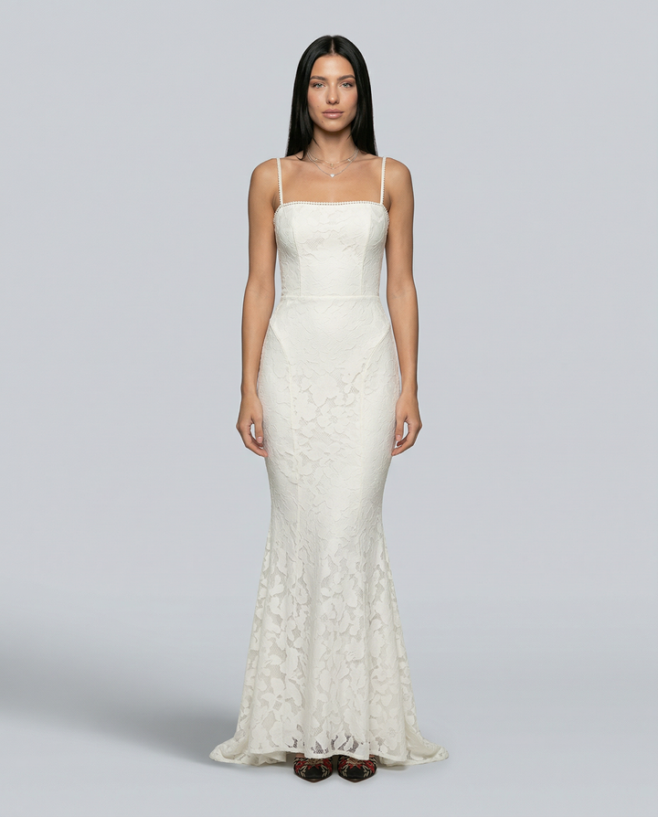 Neva | Maxi Dress with Lace-Up Back and Fitted Silhouette