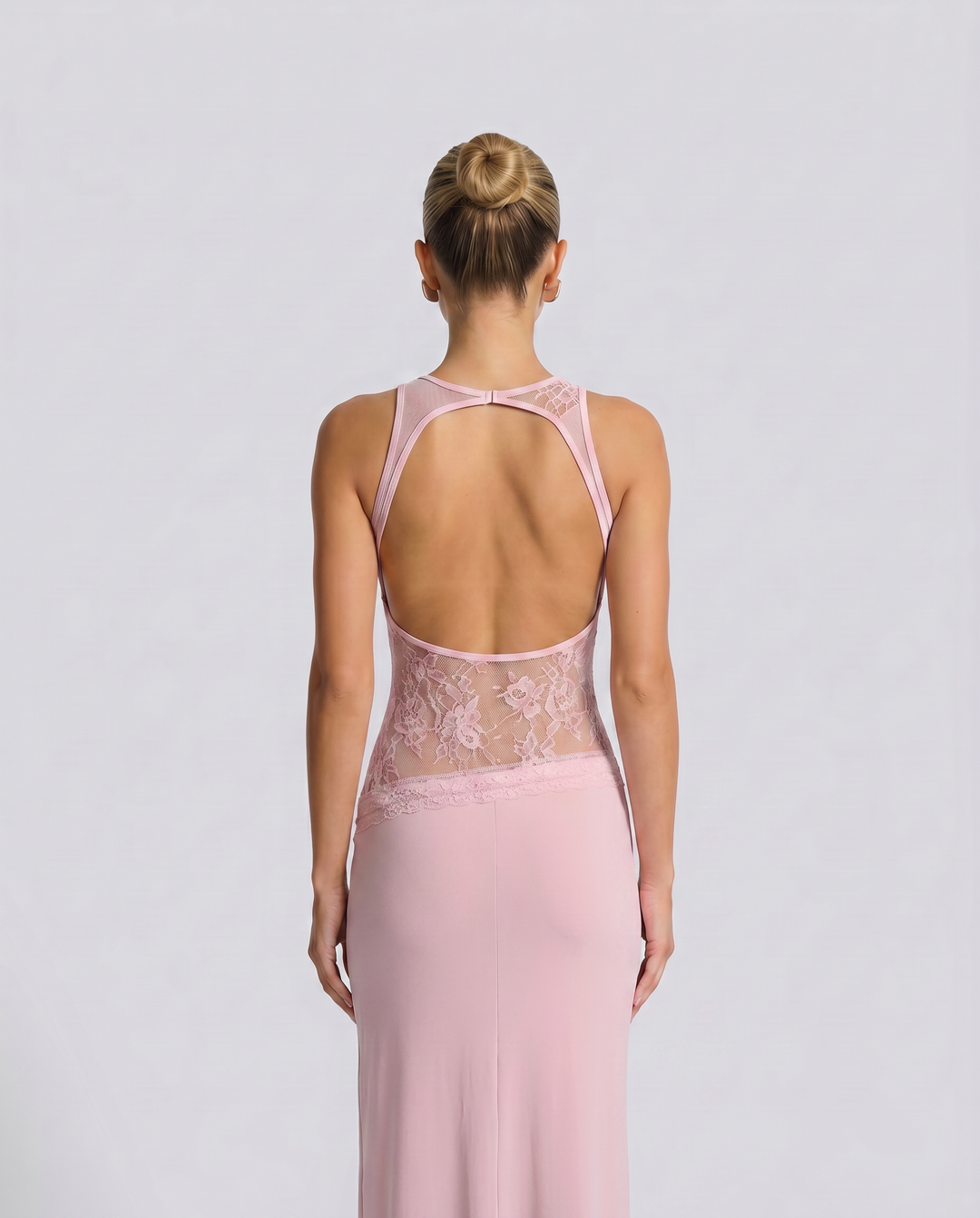 Traci | Lace Maxi Dress with Sheer Waist Panel