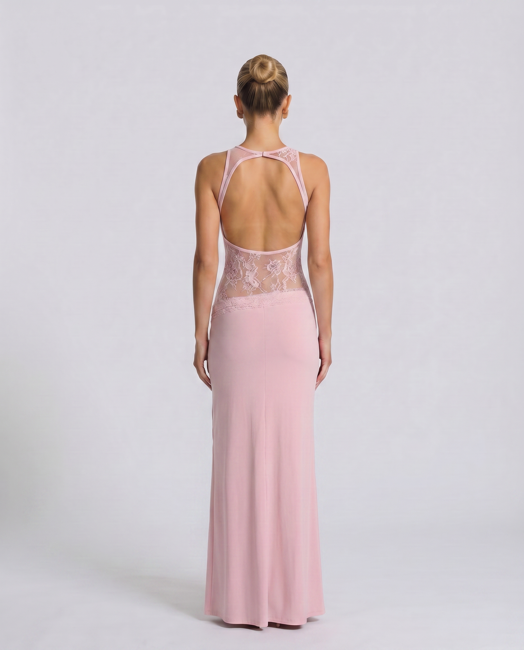 Traci | Lace Maxi Dress with Sheer Waist Panel