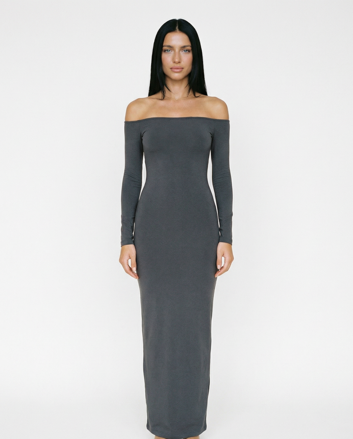 Robbie | Off Shoulder Maxi Dress with Long Sleeves