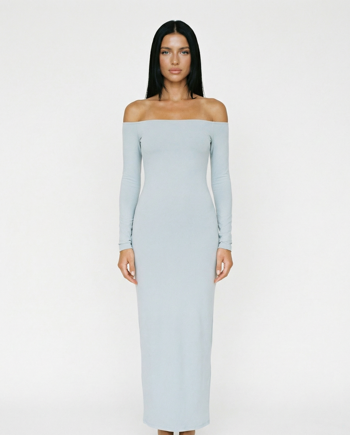 Robbie | Off Shoulder Maxi Dress with Long Sleeves