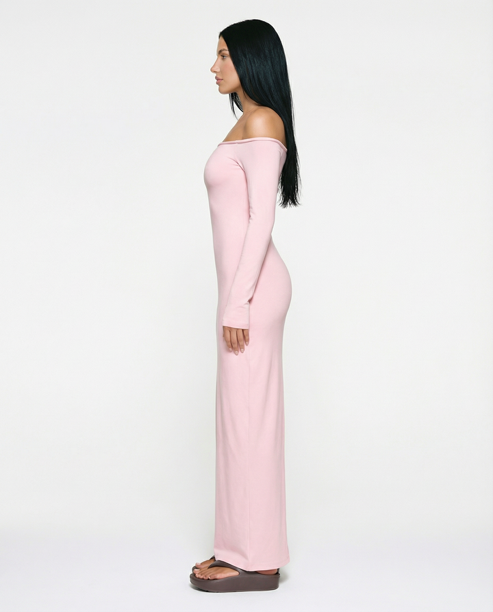 Robbie | Off Shoulder Maxi Dress with Long Sleeves