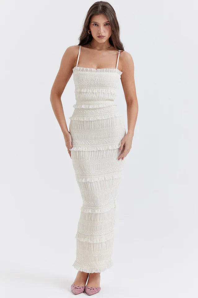 Sonja | Maxi Dress with Pleated Sequin Texture