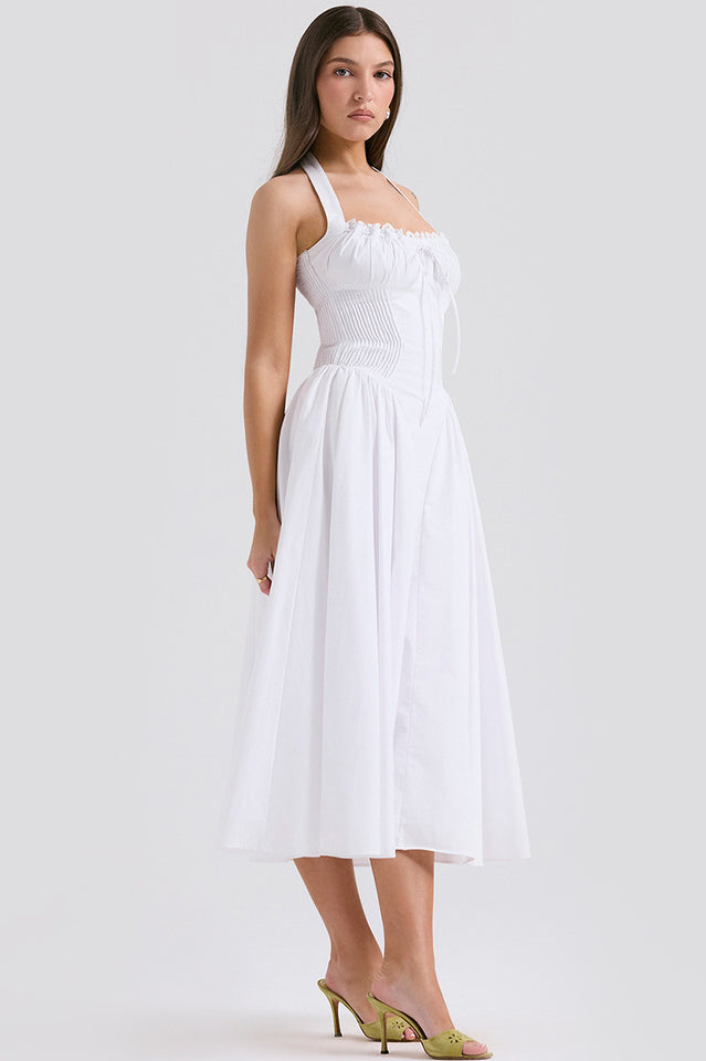 Adabella | Halter Midi Sundress with Gathered Bust