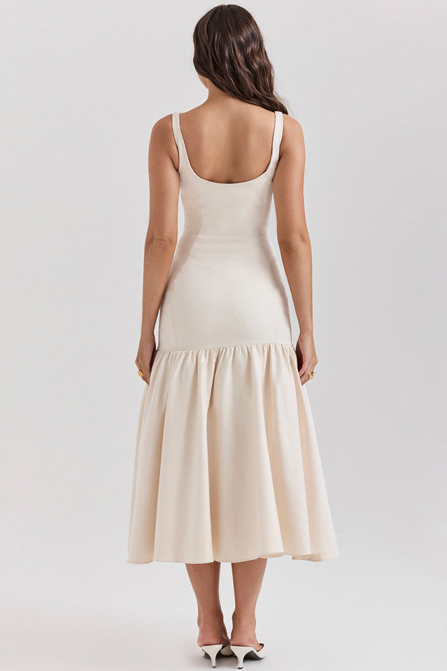 Luna | Dropped Waist Midi Dress with Tulle Skirt