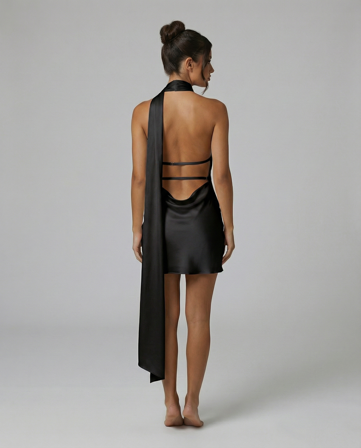 Fran | Mini Dress with Neck Wrap and Open Back
