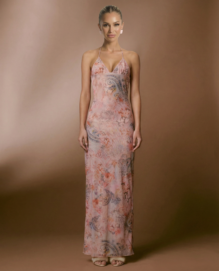 Terri | Backless Midi Dress with Butterfly Detail