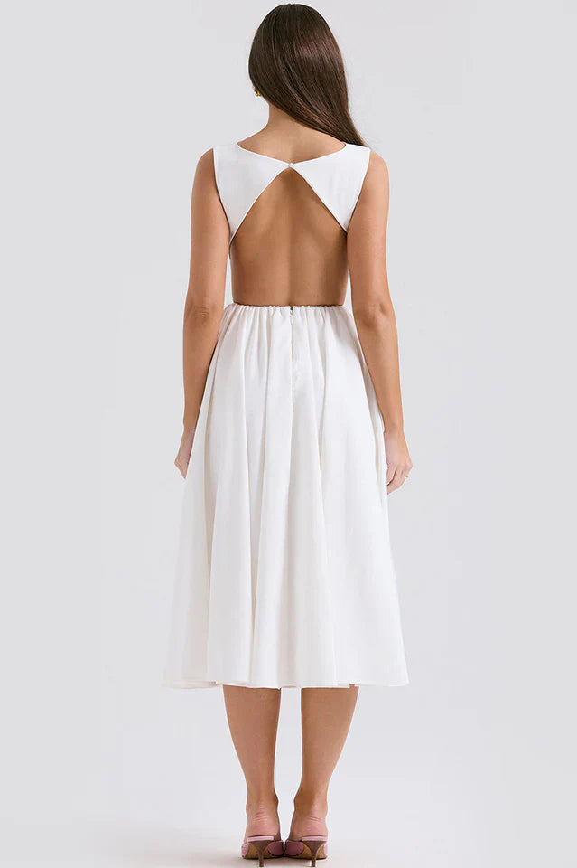 Shelia | Midi Sundress with Open Back