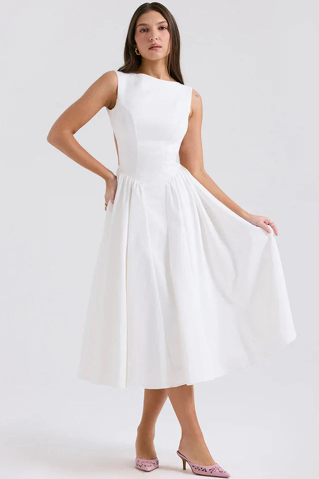 Shelia | Midi Sundress with Open Back