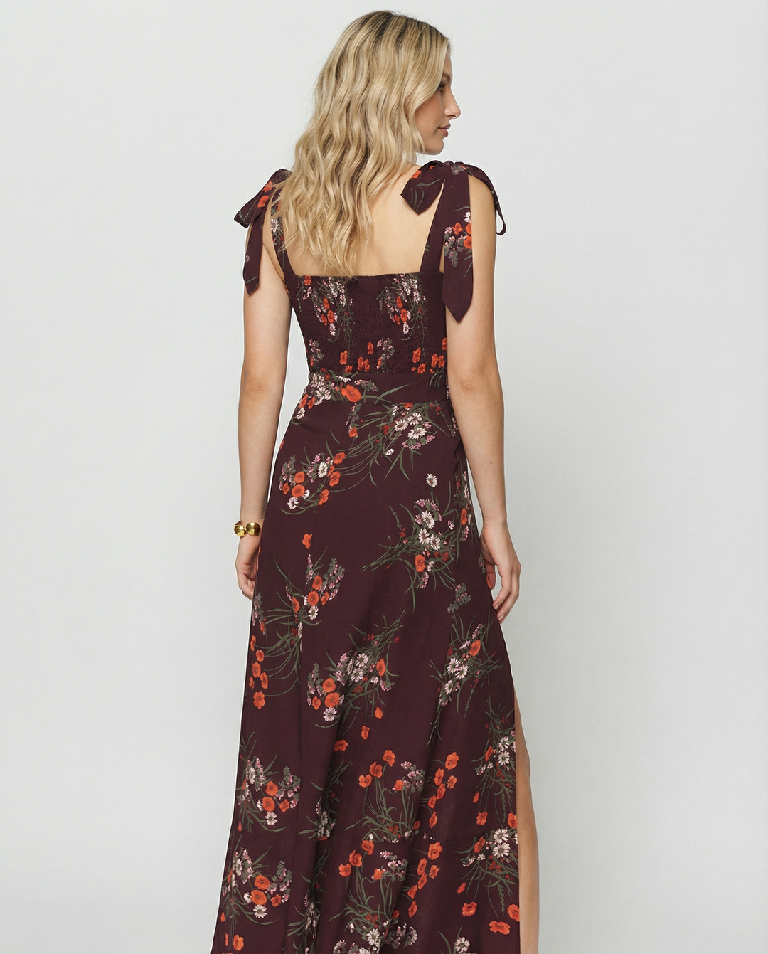 Pauline | Square Neck Midi Dress with Side Slit