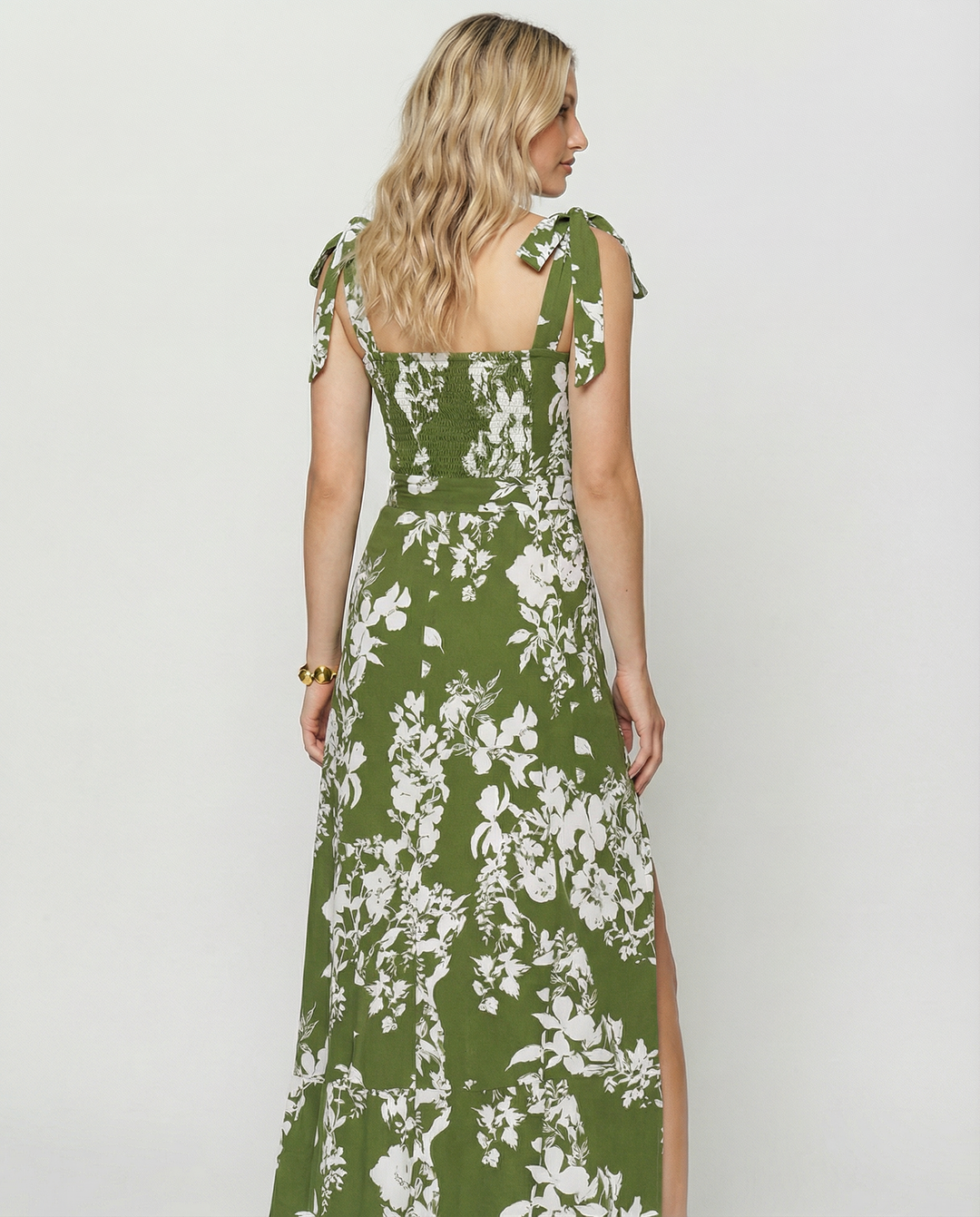 Pauline | Square Neck Midi Dress with Side Slit