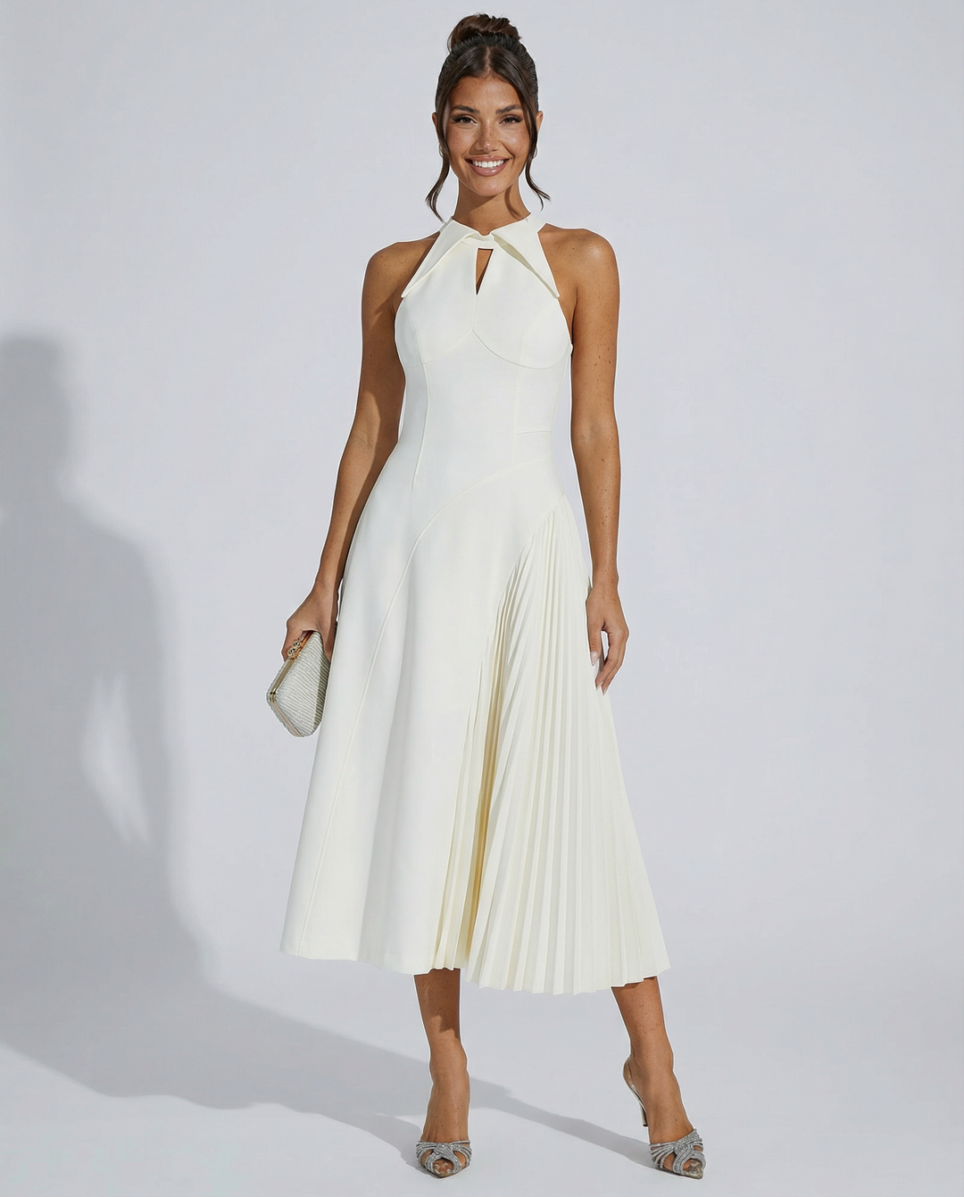Quinn | Sleeveless Midi Dress with Pleated Panel