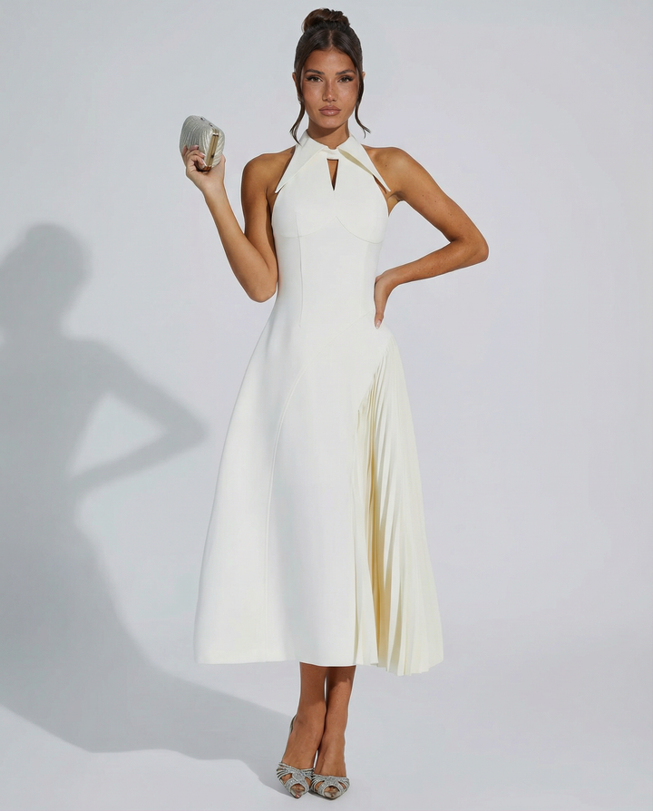 Quinn | Sleeveless Midi Dress with Pleated Panel