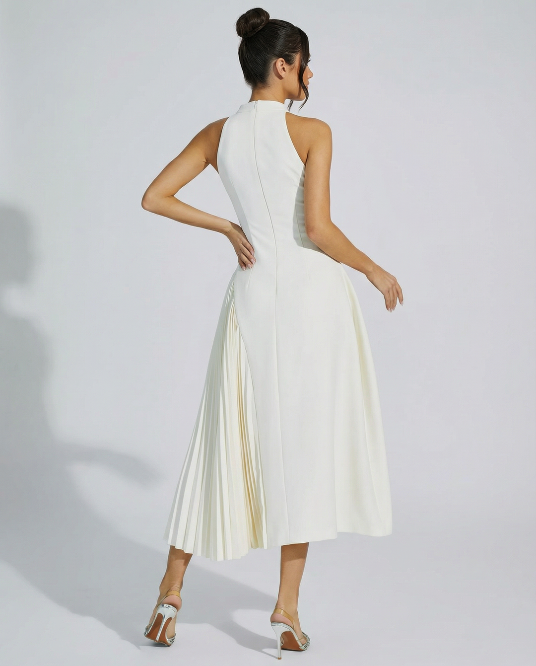 Quinn | Sleeveless Midi Dress with Pleated Panel