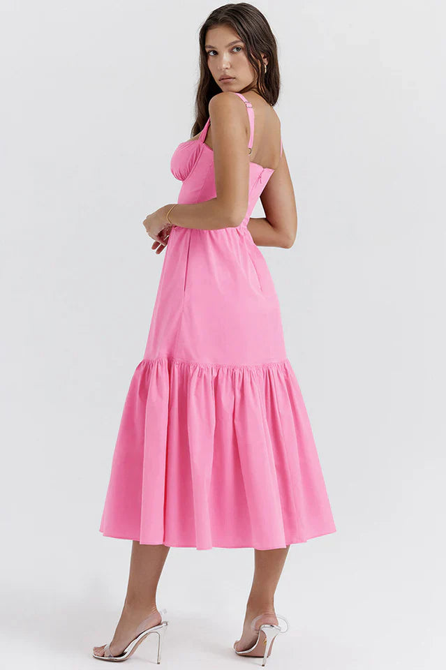 Cassie | Floral Midi Sundress with Tiered Skirt