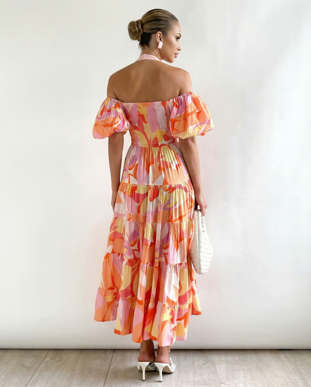 Tonya | Off-Shoulder Midi Dress with Tiered Skirt