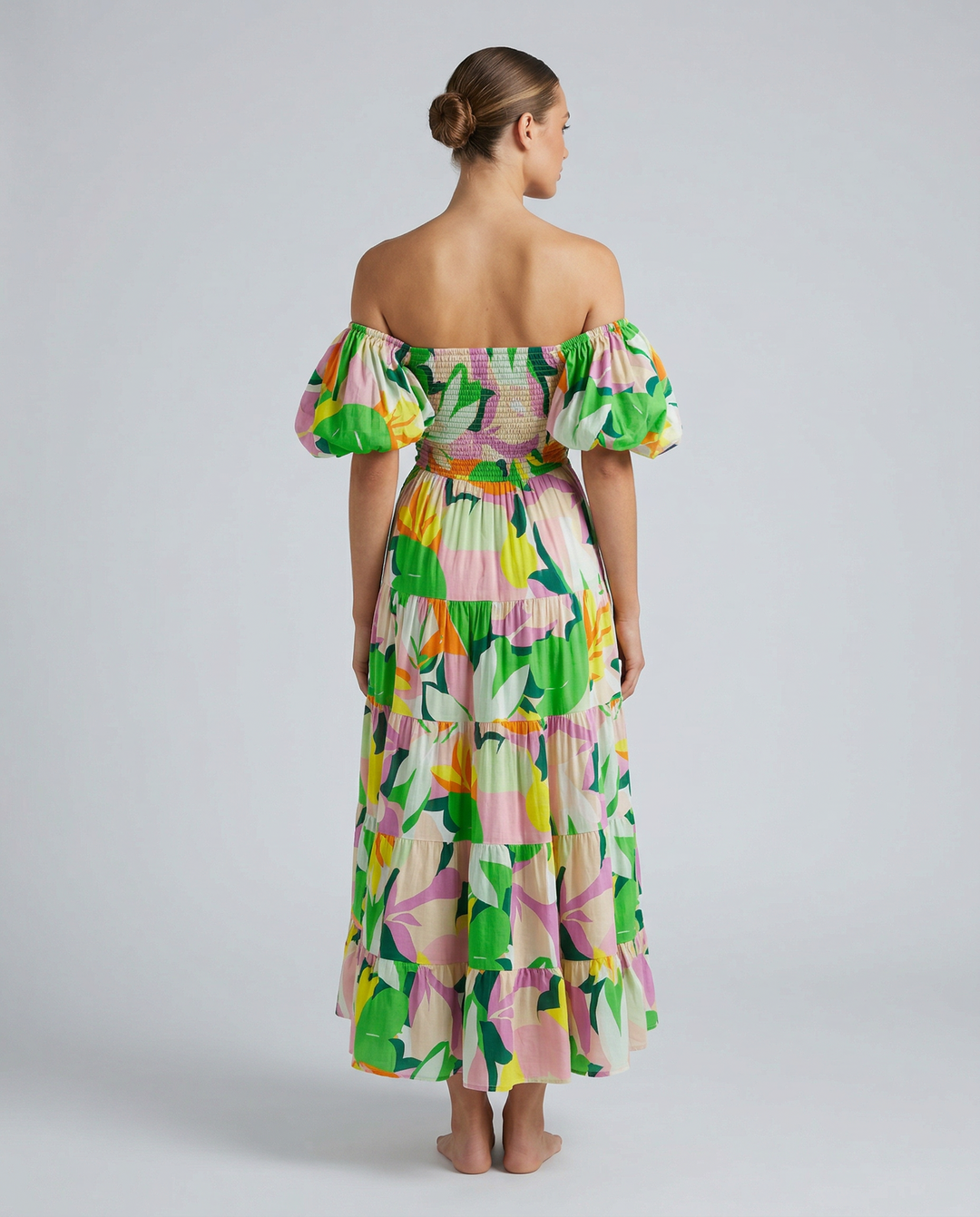 Tonya | Off-Shoulder Midi Dress with Tiered Skirt