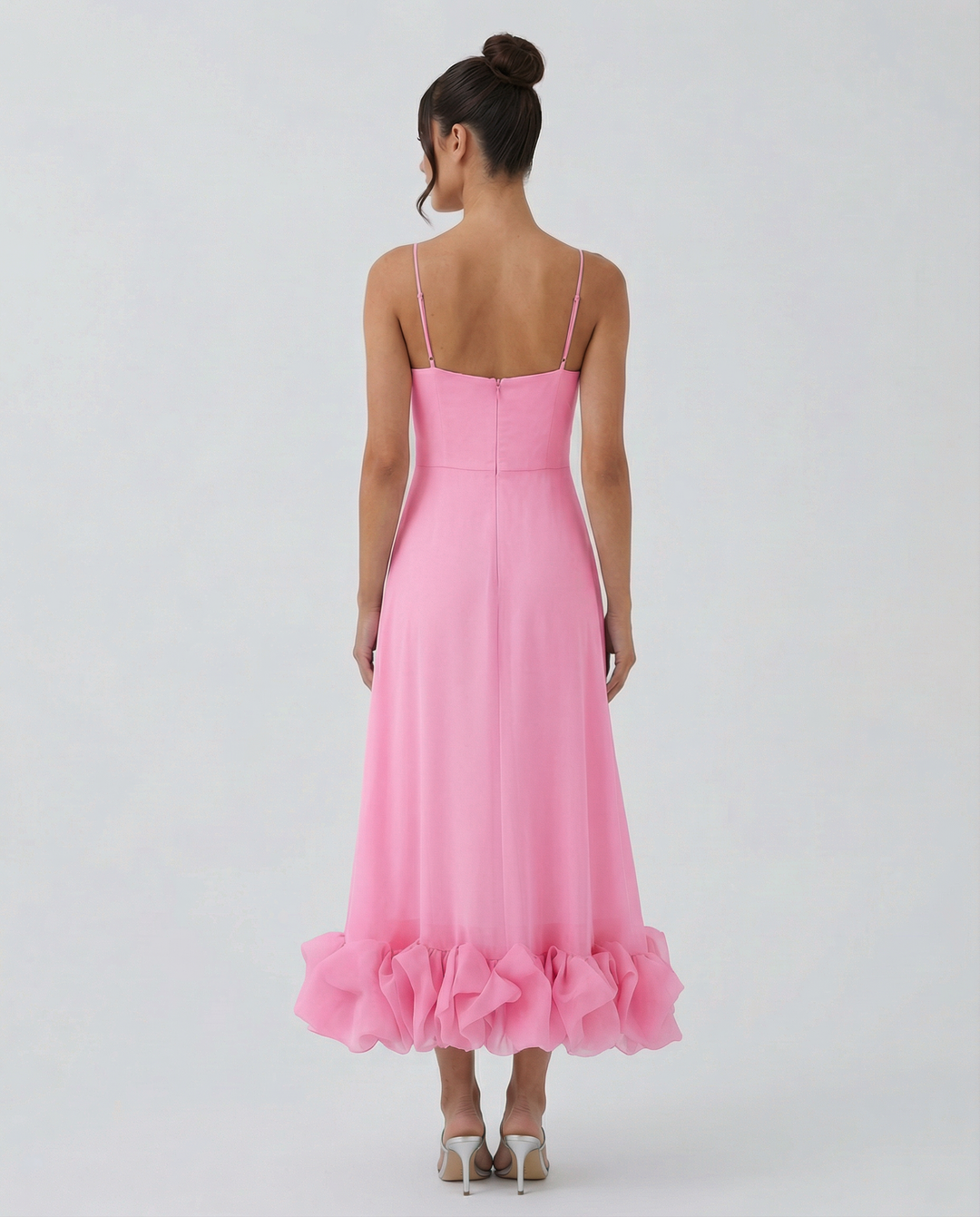 Reagan | Flounce Bustier Midi Dress with Corset Bodice