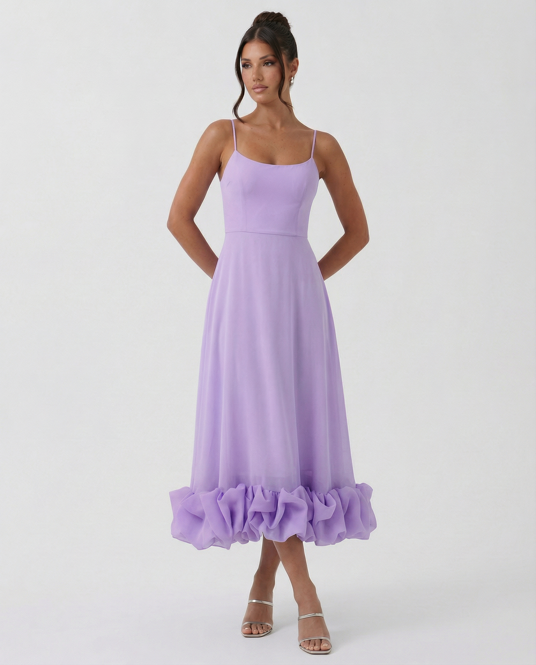 Reagan | Flounce Bustier Midi Dress with Corset Bodice