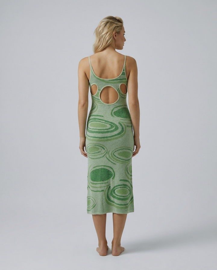 Gianna | Textured Knit Midi Dress with Cut-Out Back