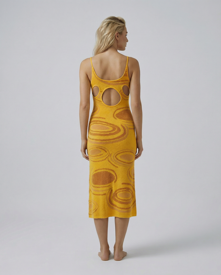 Gianna | Textured Knit Midi Dress with Cut-Out Back