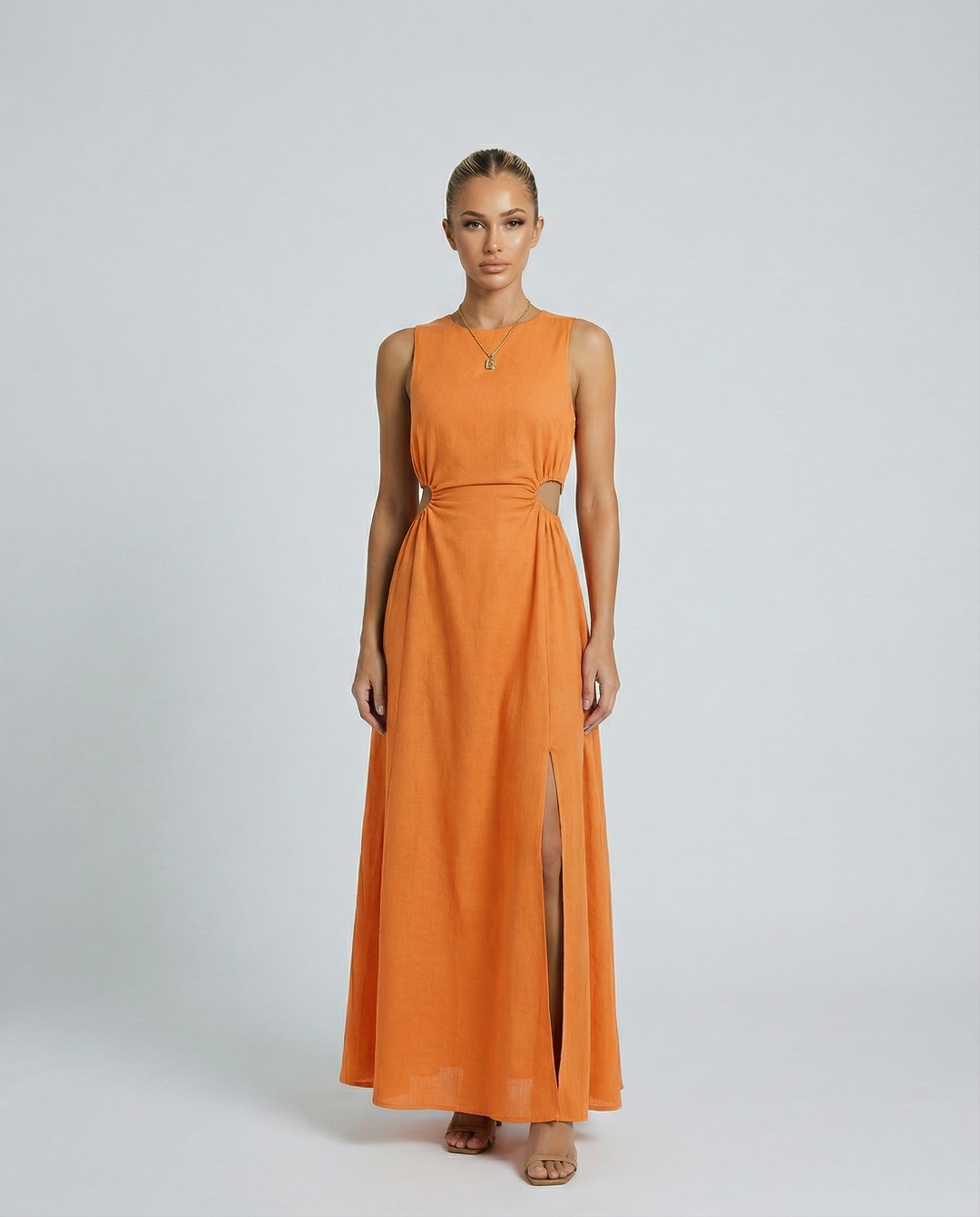 Donna | Sleeveless Midi Dress with Side Cut-Out