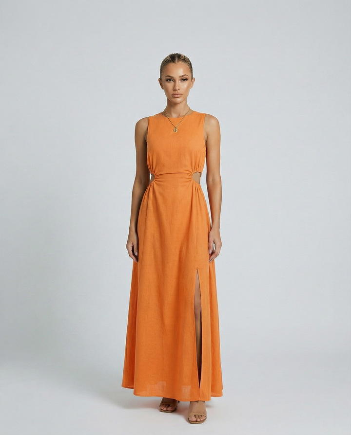 Donna | Sleeveless Midi Dress with Side Cut-Out