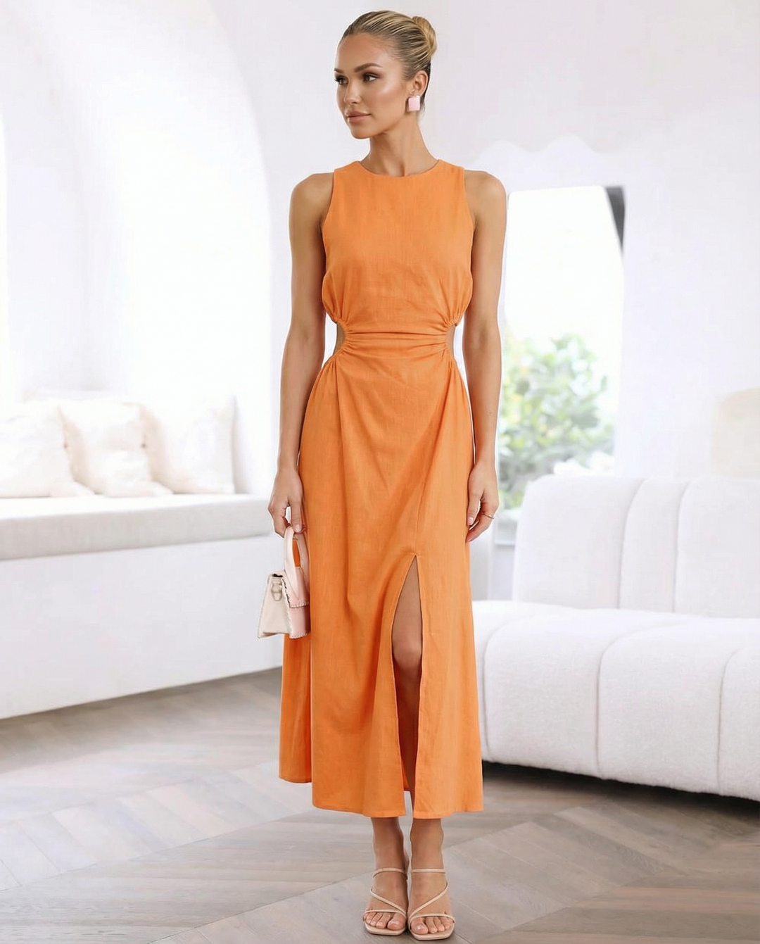 Donna | Sleeveless Midi Dress with Side Cut-Out