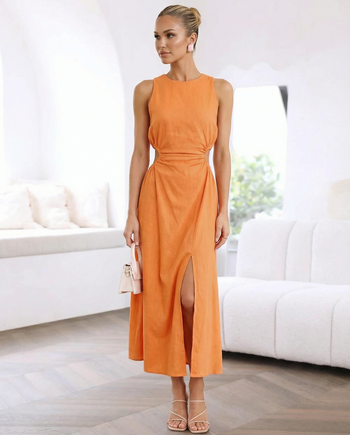 Donna | Sleeveless Midi Dress with Side Cut-Out